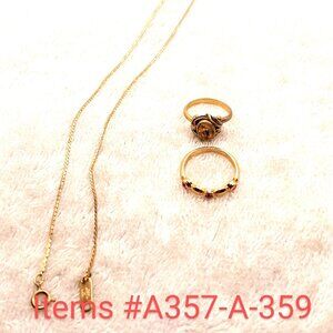 1 gold chain necklace, 1gold ring, 1adjustable ring , items # A-357- A359, wt.8g